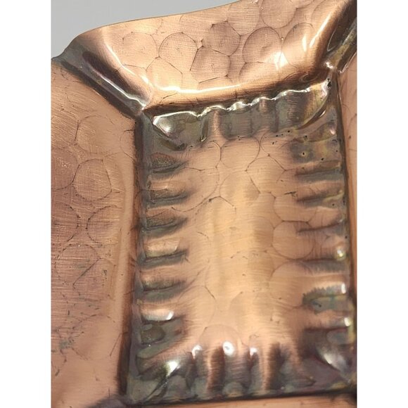 Vintage Signed Gregorian Copper Ash Tray w/ Hammered Design #523 - Picture 6 of 6